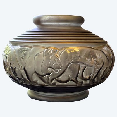 Vase Art Déco Pierre d'Avesn aux lions.