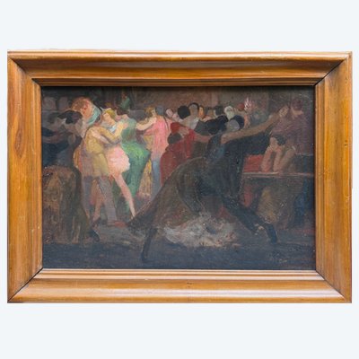Ecole française du 20eme siècle -  Années Folles, Au cabaret, bal dansant, 1924