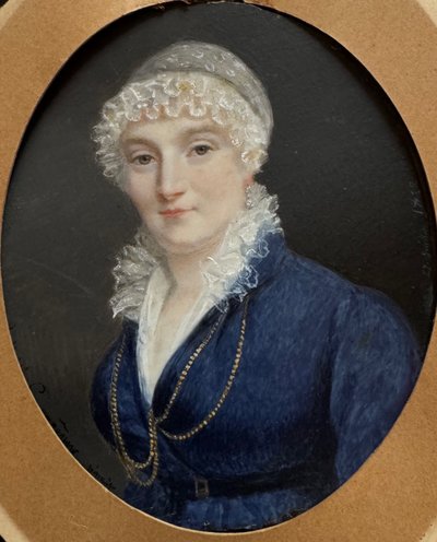 Portrait miniature signée  d’une dame de qualité.
