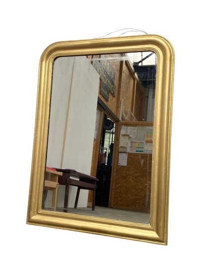 Large Louis Philippe Mirror in Gilded Wood, 93 cm x 114 cm, 19th century