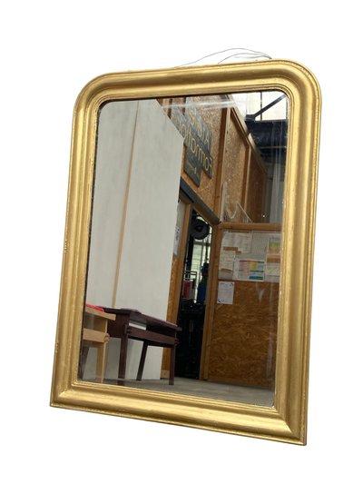 Large Louis Philippe Mirror in Gilded Wood, 93 cm x 114 cm, 19th century