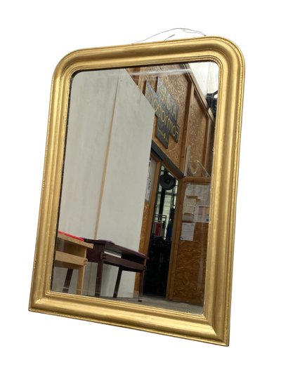 Large Louis Philippe Mirror in Gilded Wood, 93 cm x 114 cm, 19th century