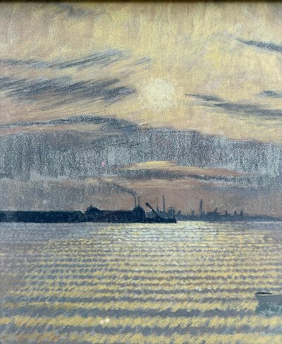 William Henry INNES (1905–1999) - Sunset over an industrial port, circa 1930