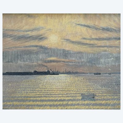 William Henry INNES (1905–1999) – Sonnenuntergang über einem Industriehafen, um 1930