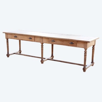 Tavolo da refettorio in legno massello di quercia, lunghezza 274 cm, Italia, inizio XX secolo