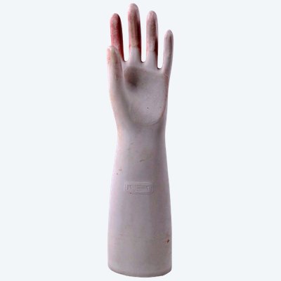 Latex-Handschuhform für die linke Hand aus Porzellan, „Made in France“, Mitte des 20. Jahrhunderts