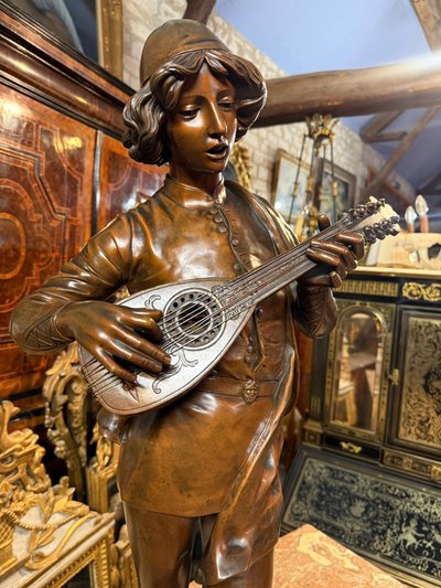 BRONZE de Paul DUBOIS (1829 – 1905) CHANTEUR FLORENTIN