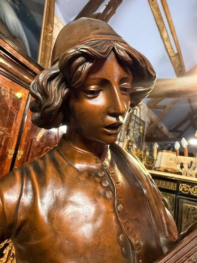 BRONZE de Paul DUBOIS (1829 – 1905) CHANTEUR FLORENTIN