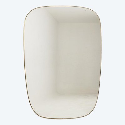 Gio Ponti, in stile. Specchio con cornice in ottone dorato. 1980′ LS6639B7290/5P