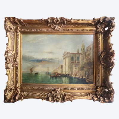 olio su tavola raffigurante una veduta di Venezia, XIX secolo