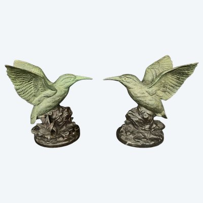 Pair of Art Deco-style bird sculptures