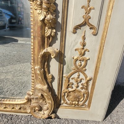 Grand trumeau en bois doré et laqué de style Louis XV, époque XIXème siècle