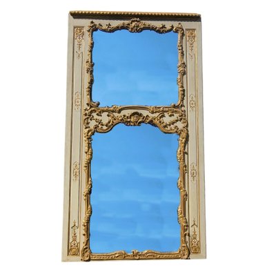 Grand trumeau en bois doré et laqué de style Louis XV, époque XIXème siècle