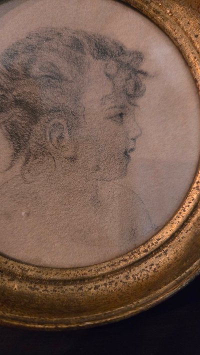 Profil eines jungen Mädchens – Bleistiftzeichnung auf Papier, Ende des 19. Jahrhunderts