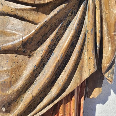 Vierge en prière en bois sculpté polychrome, époque XVIème siècle Italie