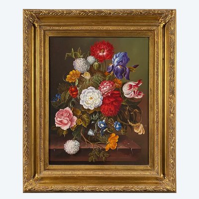Magdalena Knapp (née en 1944). « Bouquet de fleurs », huile sur panneau