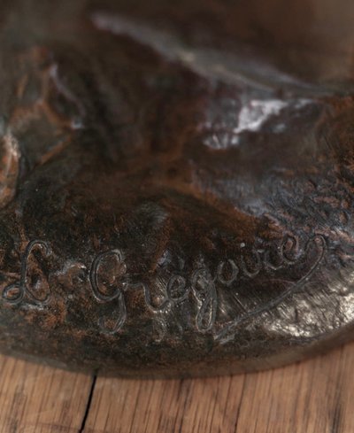 SCULTURA - GIOVANE RAGAZZA CON RONDINI, JEAN-LOUIS GRÉGOIRE (1840-1890) - BRONZO