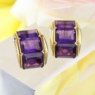 Vintage Amethyst Ear Clips