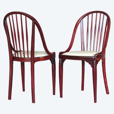 Deux chaises Thonet N ° A846 - Otto Prutscher - 1925 -Assises cuir blanc -