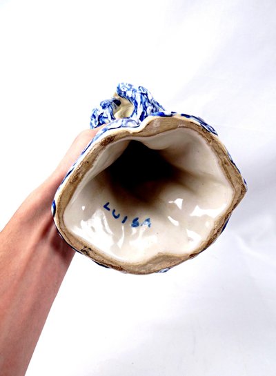 Vergine Mater Dolorosa o Vergine Piangente, ceramica modernista firmata Luisa, metà del XX secolo
