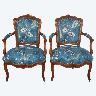 Pair of cabriolet chairs stamped NOGARET circa 1750