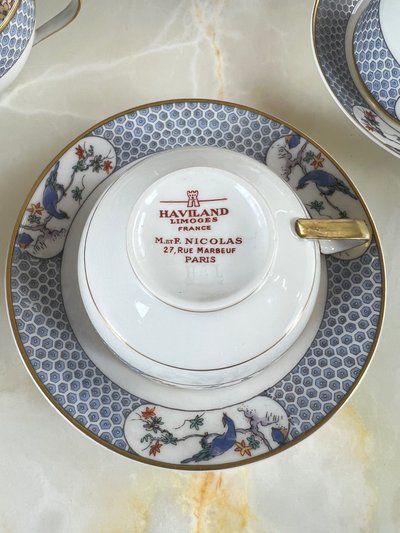 Tee-/Kaffeeservice für 6 Personen aus Haviland Limoges-Porzellan, 20. Jahrhundert