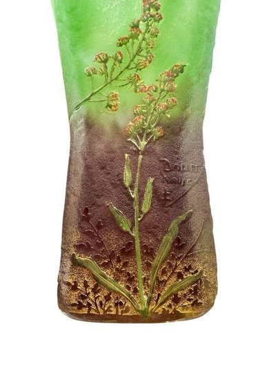 Daum Nancy Jugendstil-Emaillevase "Mit Lupinen"