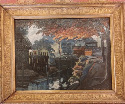 Nandor Vagh-Weinmann (1897–1978) – Japanisch inspirierte Landschaft – Öl auf Holz – Ungarn