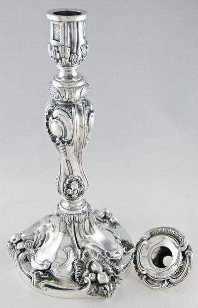 Parigi 1844-1855 - Coppia di candelieri rococò in argento massiccio di P.-F.-A. TURQUET