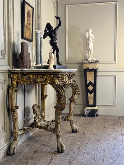 Consolle in legno dipinto e dorato, Italia, XVIII secolo
