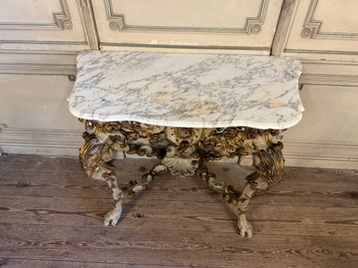 Consolle in legno dipinto e dorato, Italia, XVIII secolo