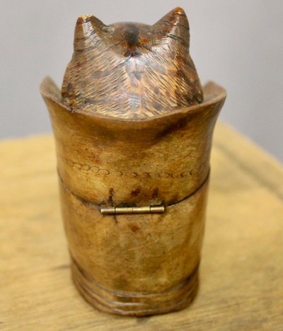 19th century Black Forest inkwell "cat in a boot"
