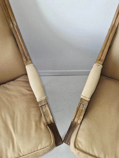 Coppia di poltrone antiche francesi in stile Luigi XV (bergère con schienale in canna)