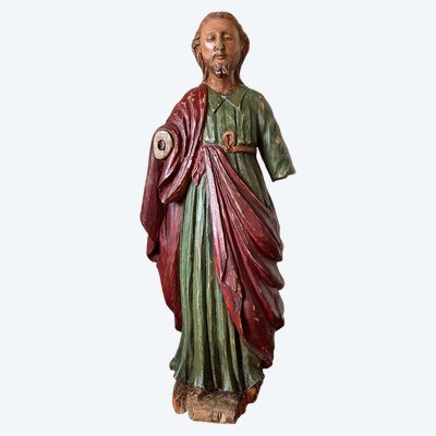 Polychrome Holzskulptur, die Joseph darstellt