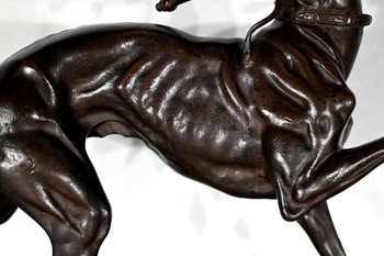 Soggetto in ghisa con patina marrone "Il levriero" - Fine XIX secolo