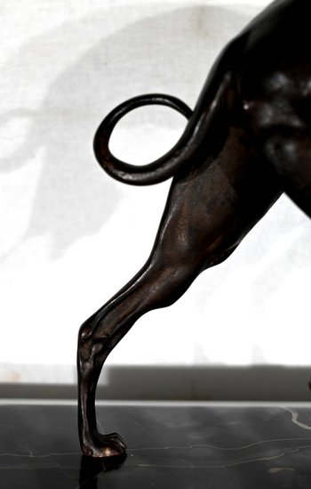 Soggetto in ghisa con patina marrone "Il levriero" - Fine XIX secolo