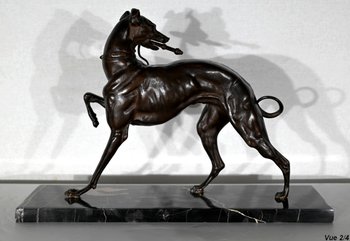 Soggetto in ghisa con patina marrone "Il levriero" - Fine XIX secolo