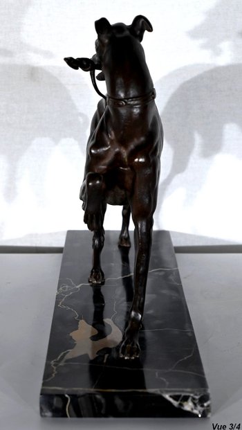 Soggetto in ghisa con patina marrone "Il levriero" - Fine XIX secolo