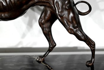 Soggetto in ghisa con patina marrone "Il levriero" - Fine XIX secolo