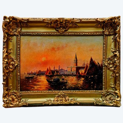 Gemälde „Venedig“, signiert von Gasparini. Öl auf Leinwand