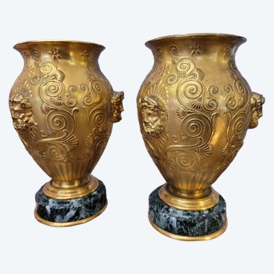 Pair of Greek-Style Vases by LEVILLAIN and BARBEDIENNE