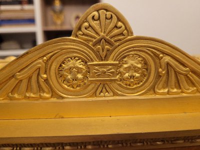 Garniture de cheminée Empire En Loupe d'Orme Et Cristal, dite "aux MG                     énérauxML"