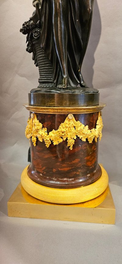 Large gilded and patinated bronze candelabras, 19th century,