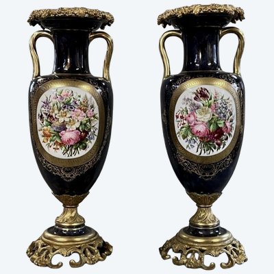 Important Sèvres Vases, Gilded Bronze Bases