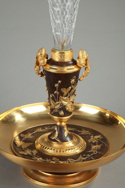 Stunning Centerpiece, Gilded Bronze and Cut Crystal