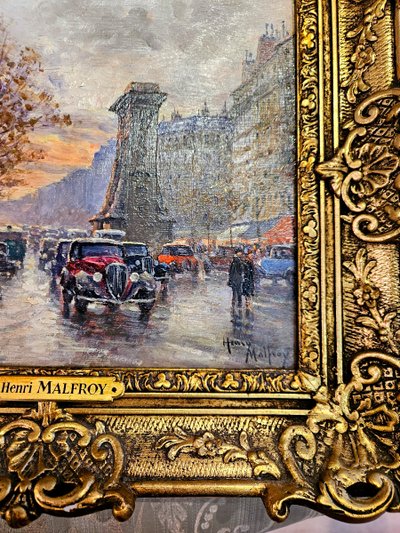 Paire De Tableaux Huile Sur Bois,vues De Paris,  Henry Malfroy;  l'Etoile Et La Porte St Denis.