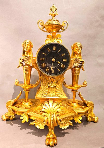 Garniture de cheminée néo-égyptienne,  Attr.à F.barbedienne,