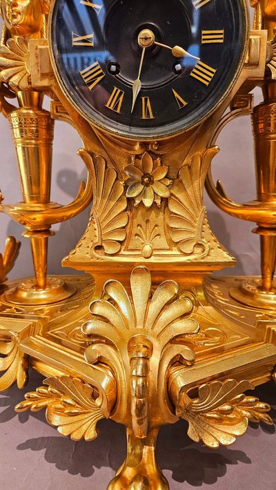 Garniture de cheminée néo-égyptienne,  Attr.à F.barbedienne,