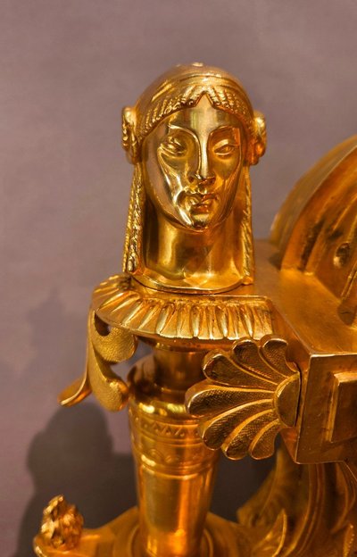Garniture de cheminée néo-égyptienne,  Attr.à F.barbedienne,