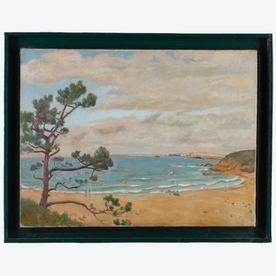 Blick von Dinard auf Saint-Malo. Öl auf Leinwand, signiert von A. broËt